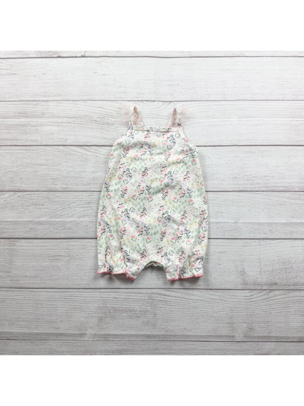 Chick Pea Baby Romper Sleeveless Floral Print Pastel 6-9 Months